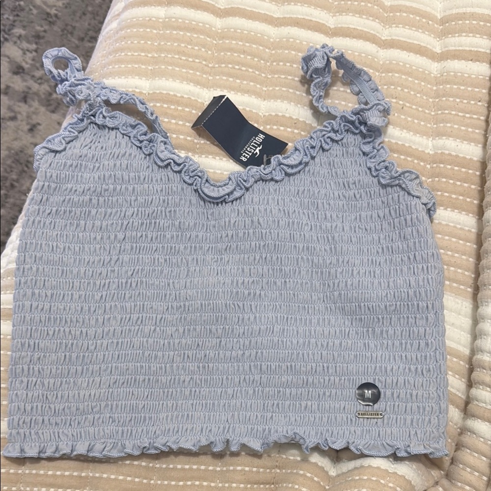 Hollister Women's Blue Smocked Top